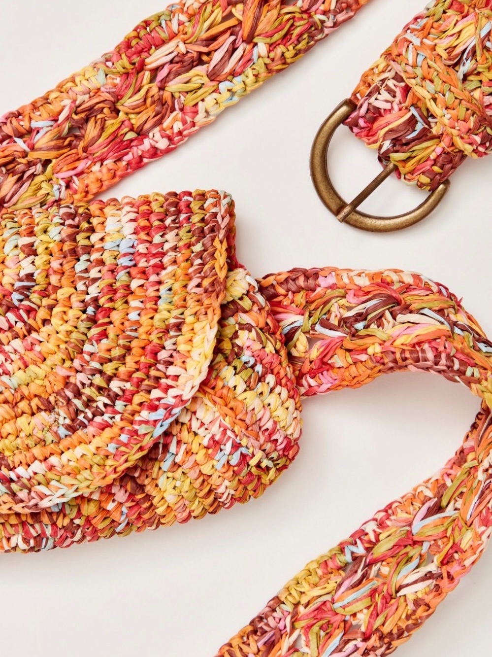 Free People Tutti Frutti Raffia Pocket Belt Bag S/M NWT Colorful Festival Boho